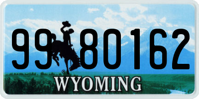 WY license plate 9980162