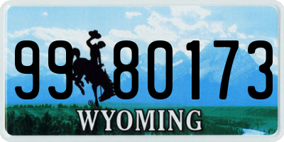 WY license plate 9980173