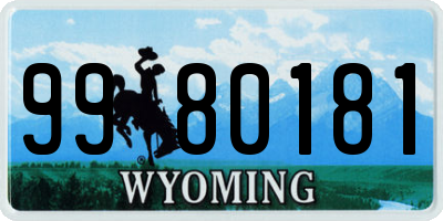 WY license plate 9980181