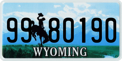 WY license plate 9980190