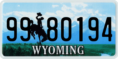 WY license plate 9980194