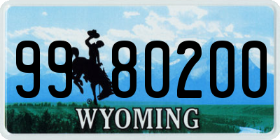 WY license plate 9980200