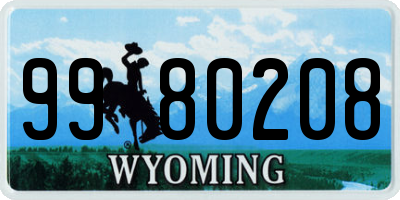 WY license plate 9980208