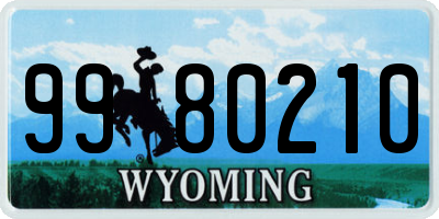 WY license plate 9980210