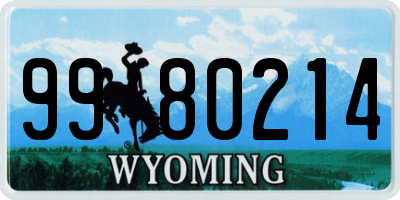 WY license plate 9980214