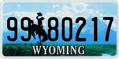 WY license plate 9980217