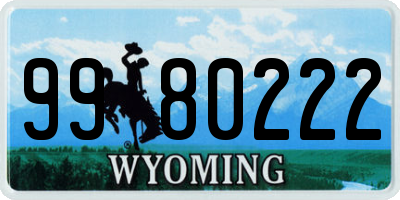 WY license plate 9980222