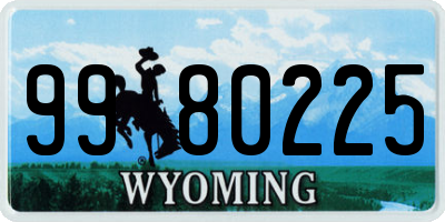 WY license plate 9980225