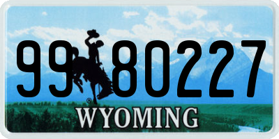 WY license plate 9980227