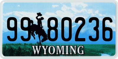 WY license plate 9980236