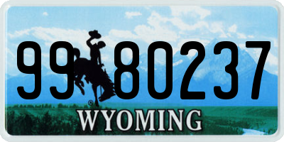 WY license plate 9980237