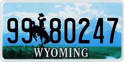 WY license plate 9980247