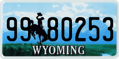WY license plate 9980253