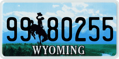 WY license plate 9980255