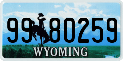 WY license plate 9980259