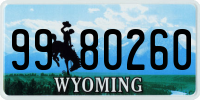 WY license plate 9980260