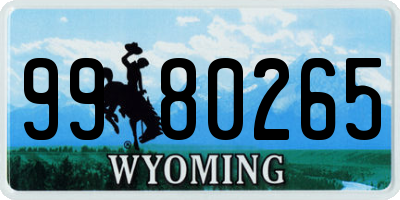 WY license plate 9980265