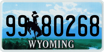 WY license plate 9980268
