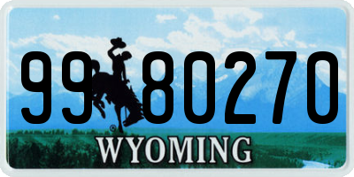 WY license plate 9980270