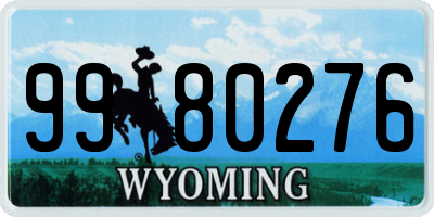 WY license plate 9980276