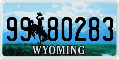 WY license plate 9980283