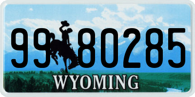 WY license plate 9980285