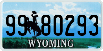 WY license plate 9980293
