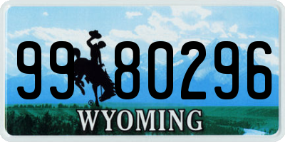 WY license plate 9980296