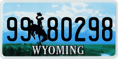 WY license plate 9980298