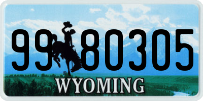 WY license plate 9980305