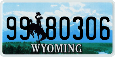 WY license plate 9980306