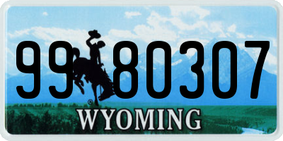 WY license plate 9980307