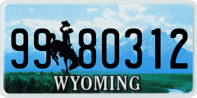 WY license plate 9980312