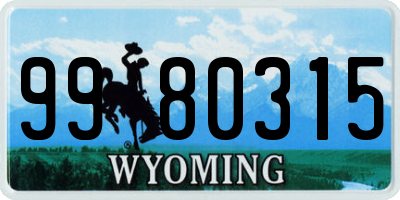 WY license plate 9980315