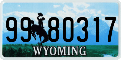 WY license plate 9980317
