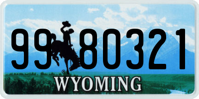 WY license plate 9980321