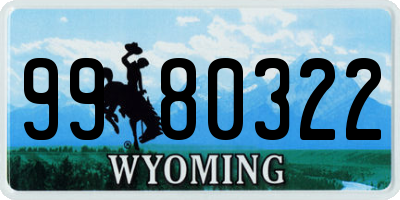 WY license plate 9980322