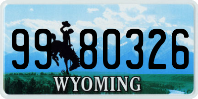 WY license plate 9980326