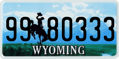 WY license plate 9980333