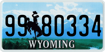 WY license plate 9980334