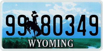 WY license plate 9980349