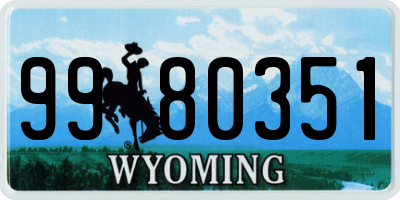 WY license plate 9980351