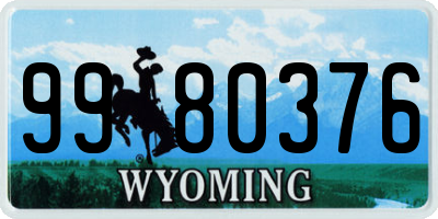WY license plate 9980376
