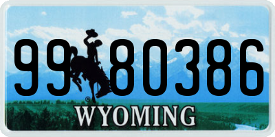 WY license plate 9980386