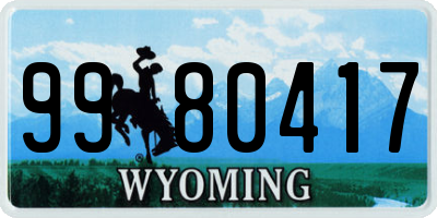WY license plate 9980417