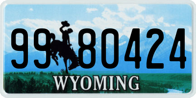 WY license plate 9980424