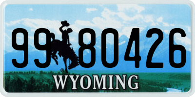 WY license plate 9980426