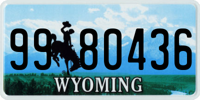 WY license plate 9980436