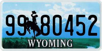 WY license plate 9980452