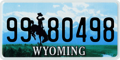 WY license plate 9980498